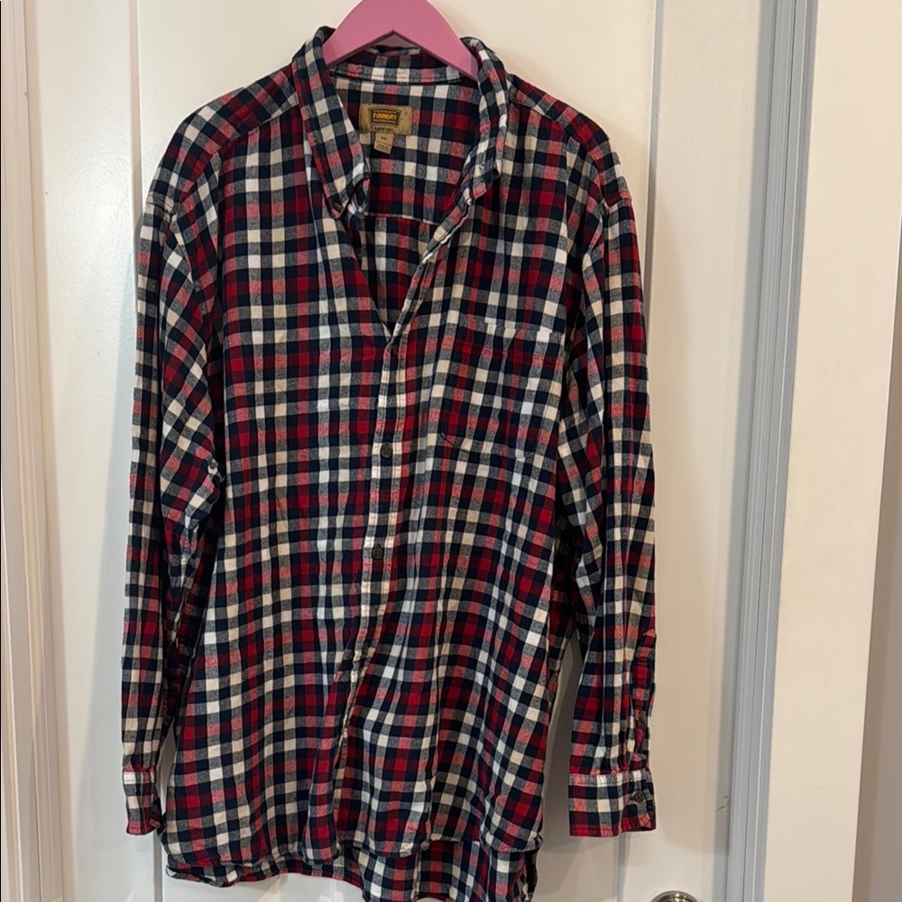 Men's Plaid Shirt - Red, Blue, White